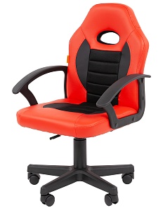 Детское компьютерное кресло CHAIRMAN KIDS 111, экокожа, красный/черный